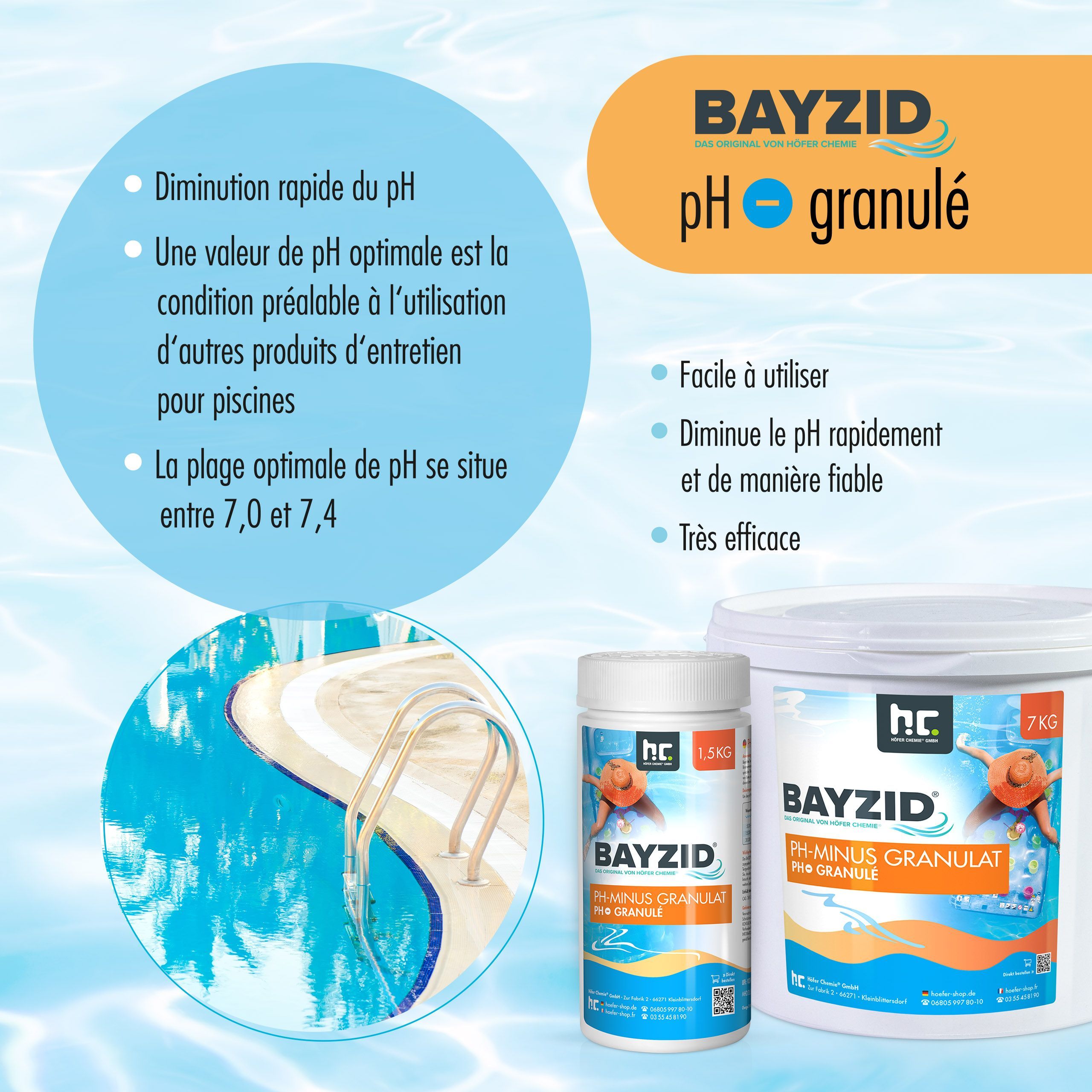 1,5 kg BAYZID® pH Moins en granulés