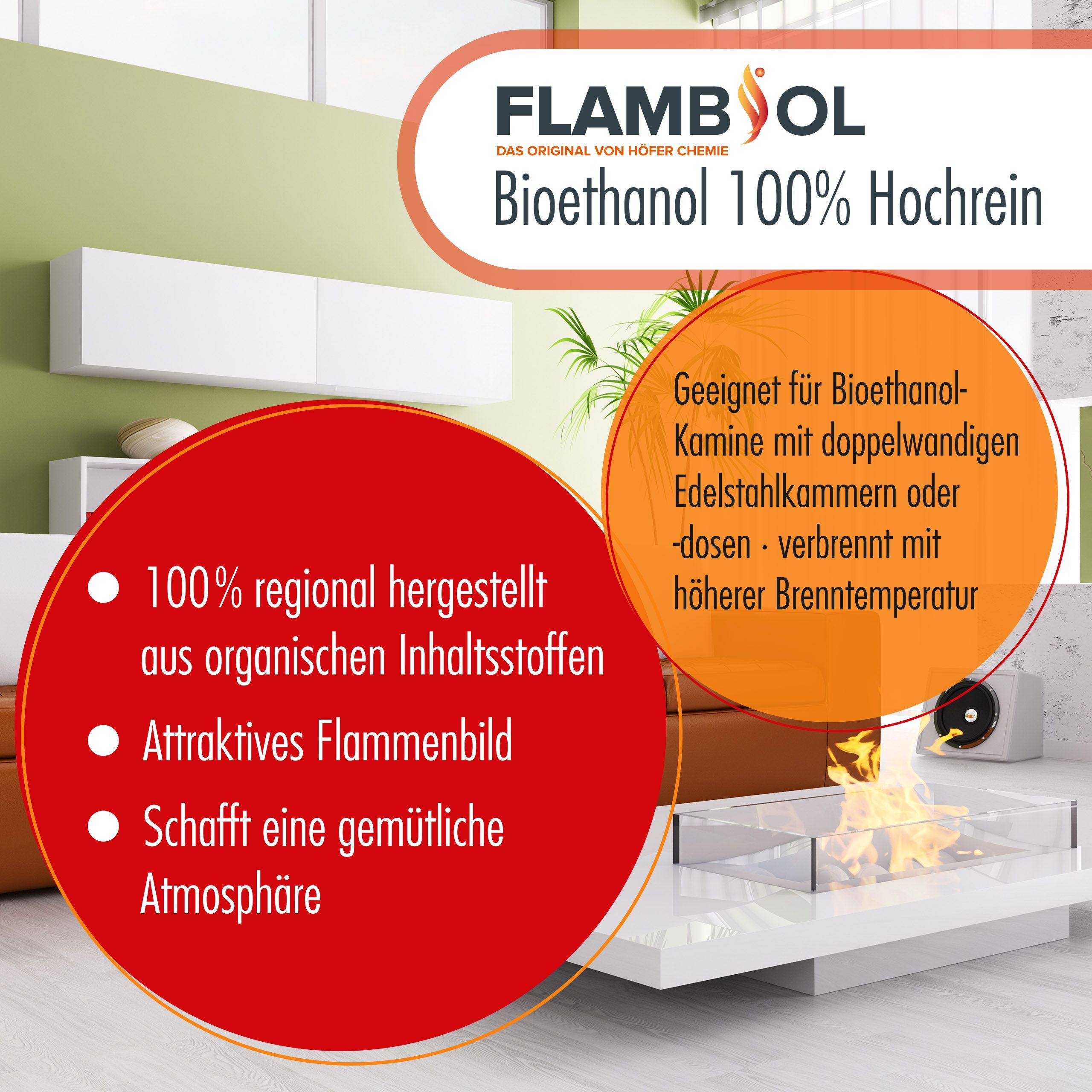 5 L FLAMBIOL® Bioéthanol 100 % Ultra-pur