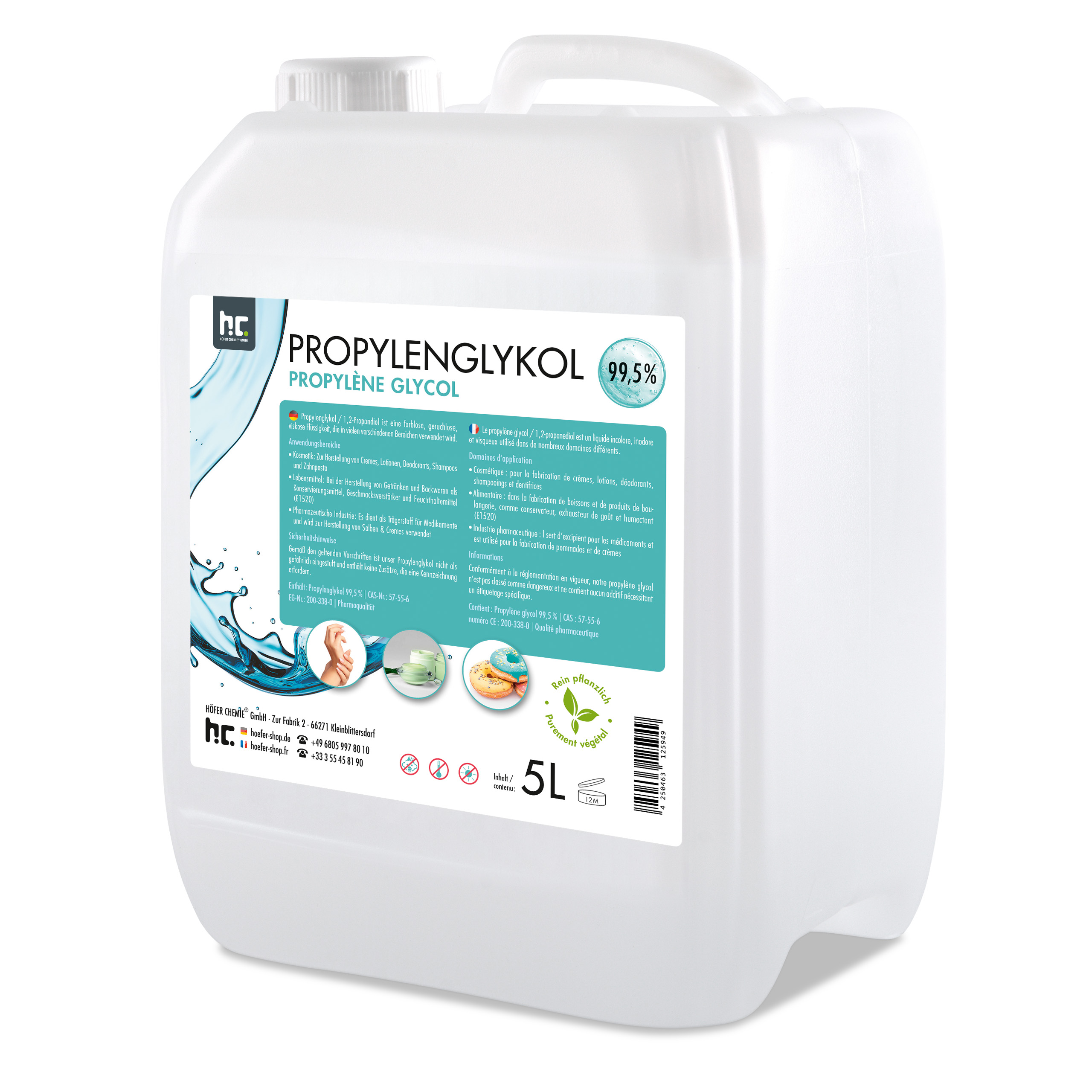 5 L Propylène Glycol 99,5% en qualité pharmaceutique