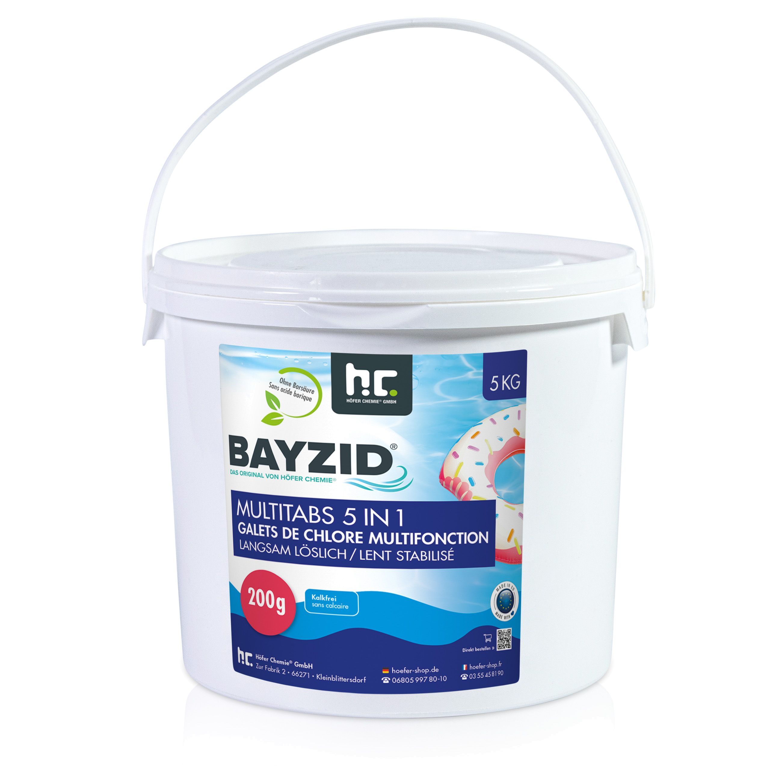 5 kg BAYZID® Galets chlore multifonction 200g 5en1