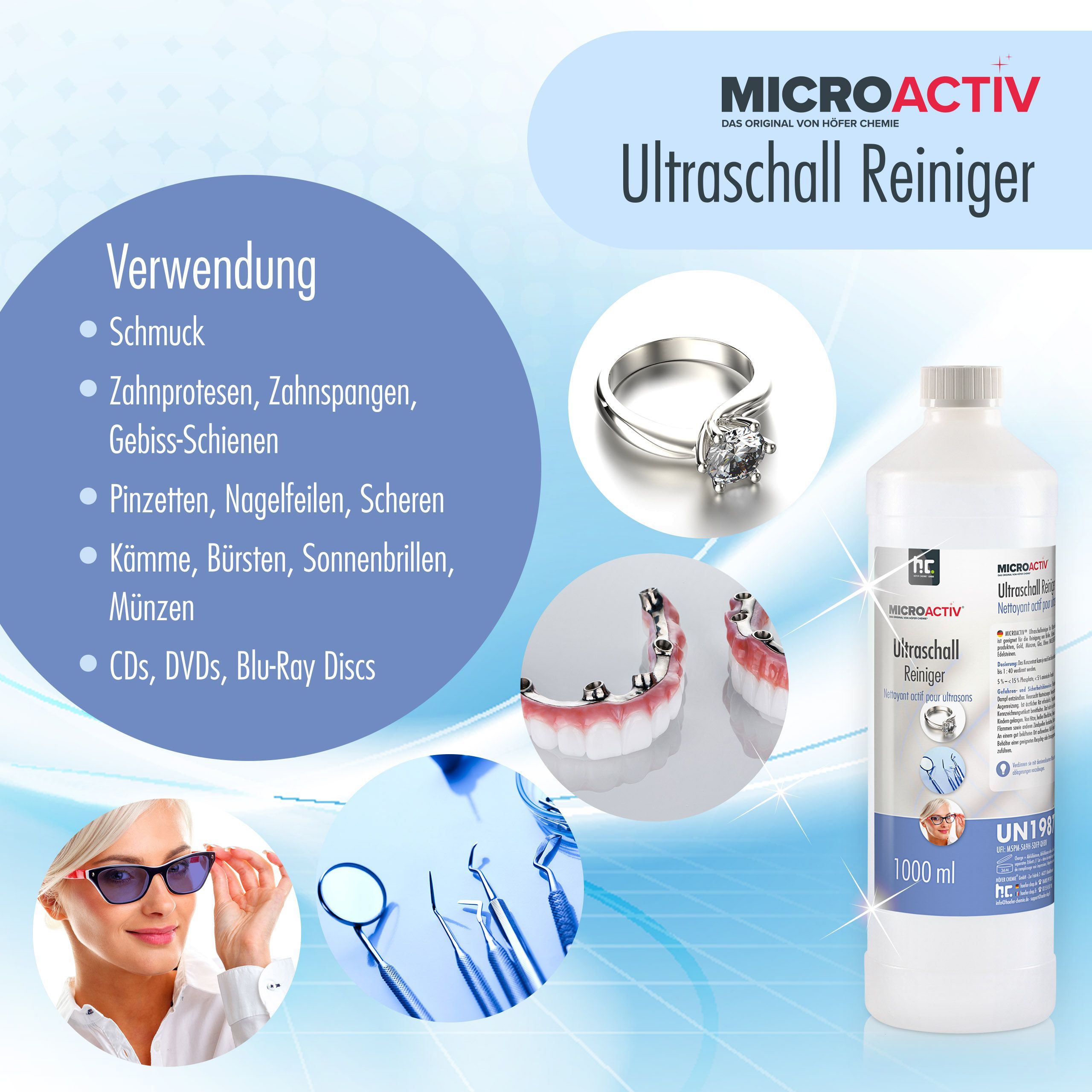 1 L Microactiv® Solution de nettoyage pour bain à ultrasons