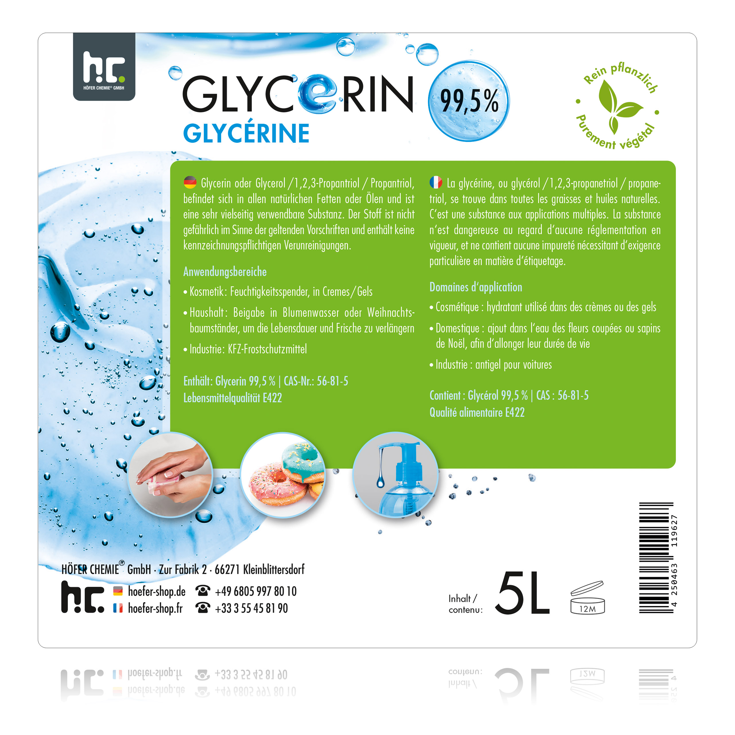 Set 5L Propylène Glycol 99,5% + 5L Glycérine 99,5%
