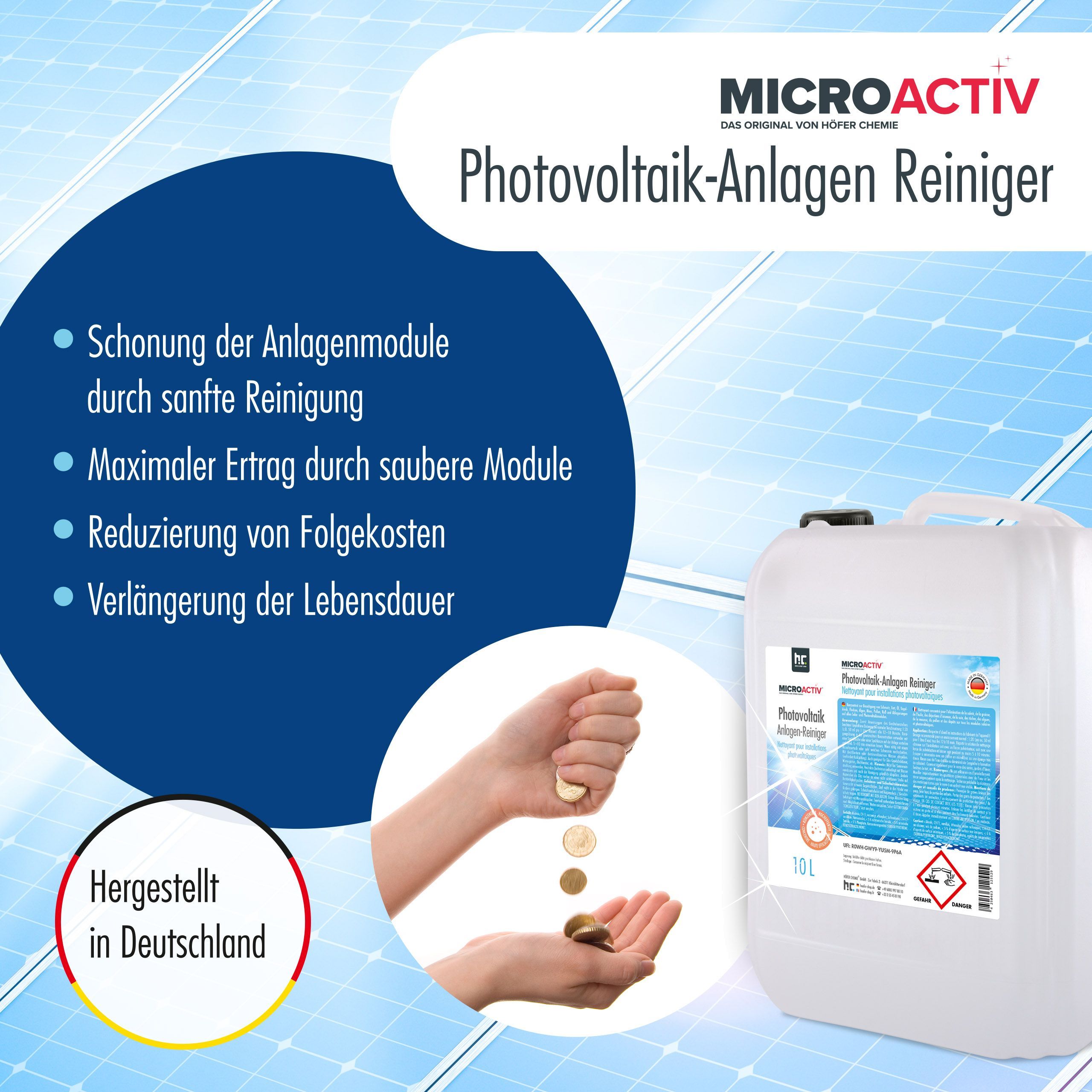 10 L Microactiv® Nettoyant pour Installations Photovoltaïques
