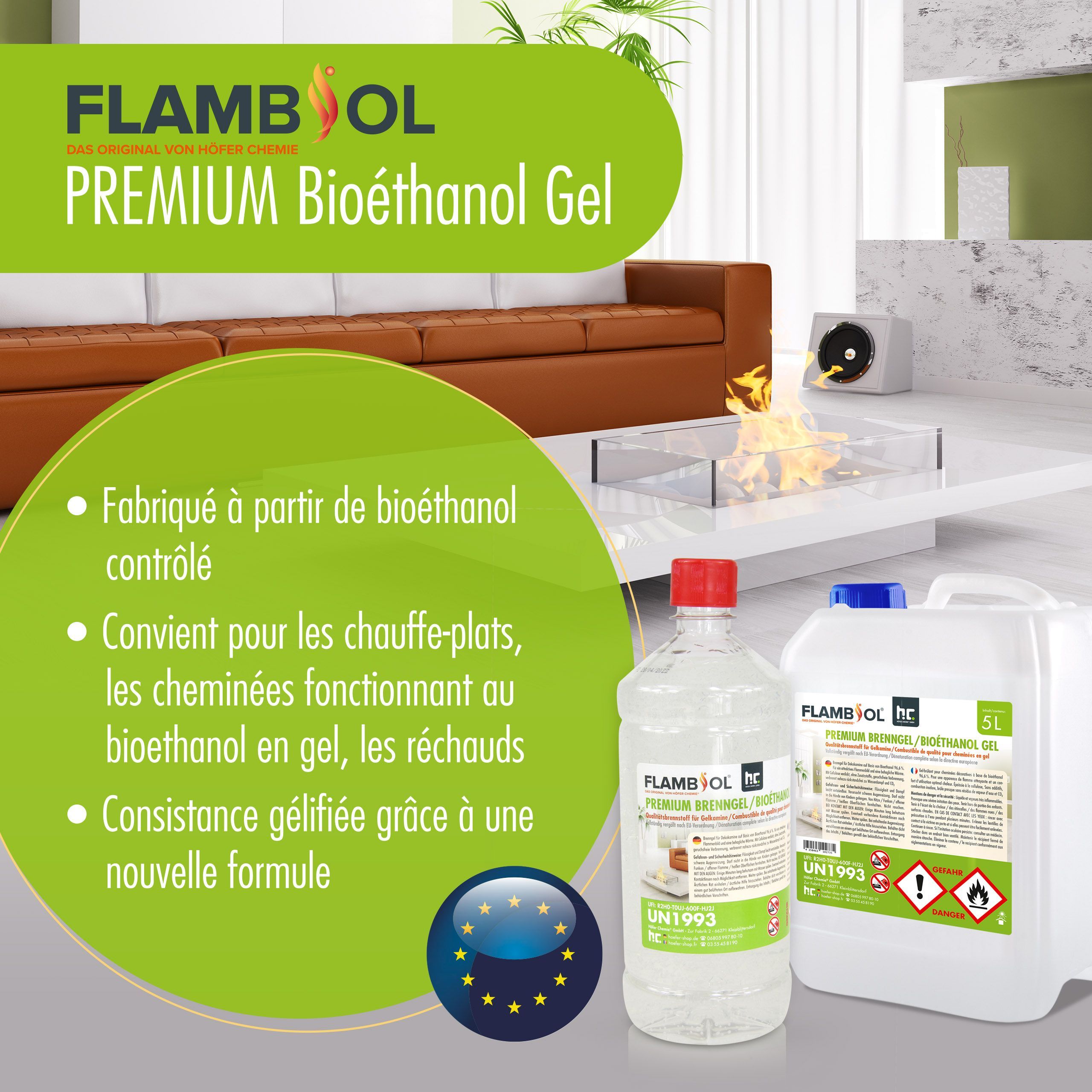 5L FLAMBIOL® Premium Bioéthanol Gel