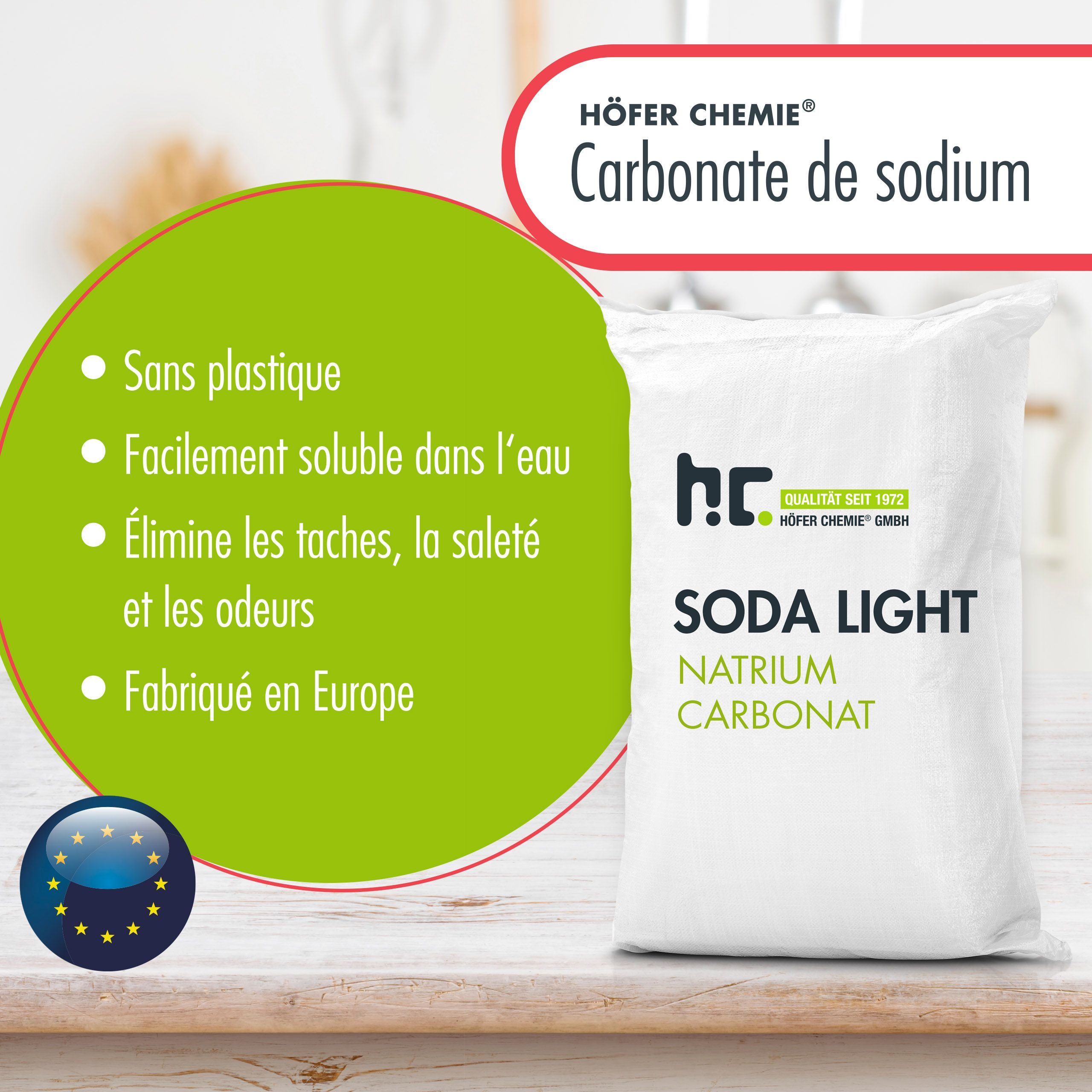 25 kg de Carbonate de Sodium (Soda) qualité technique légère