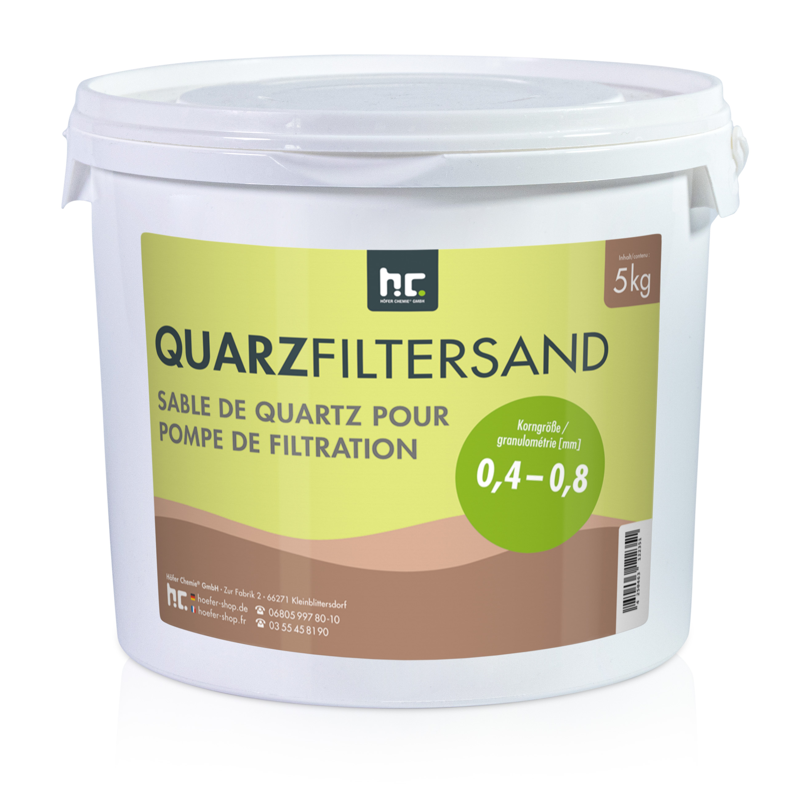 5 kg de Sable de Quartz Premium pour Filtre 0,4 - 0,8 mm