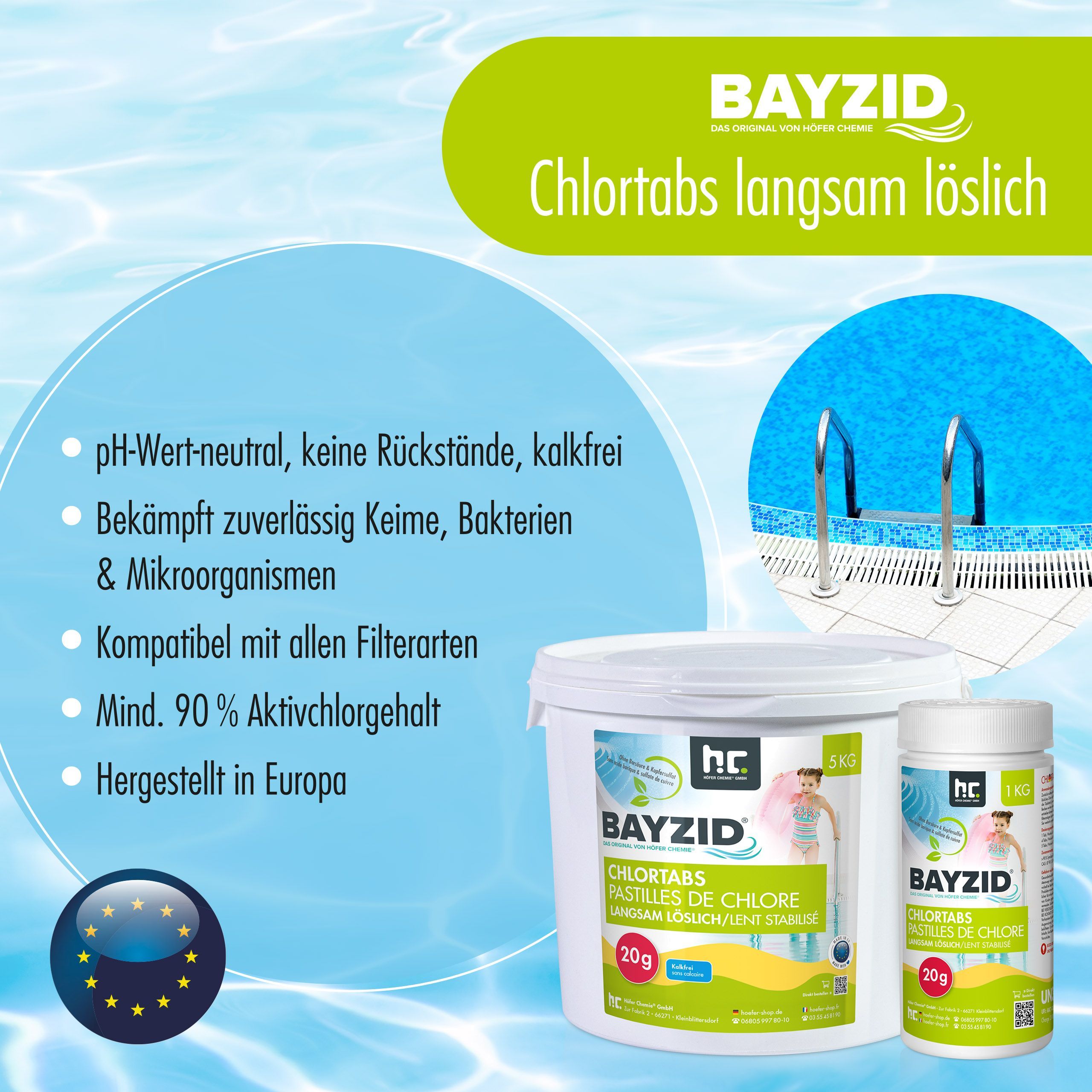 5 kg BAYZID® Pastilles de chlore lent 20g