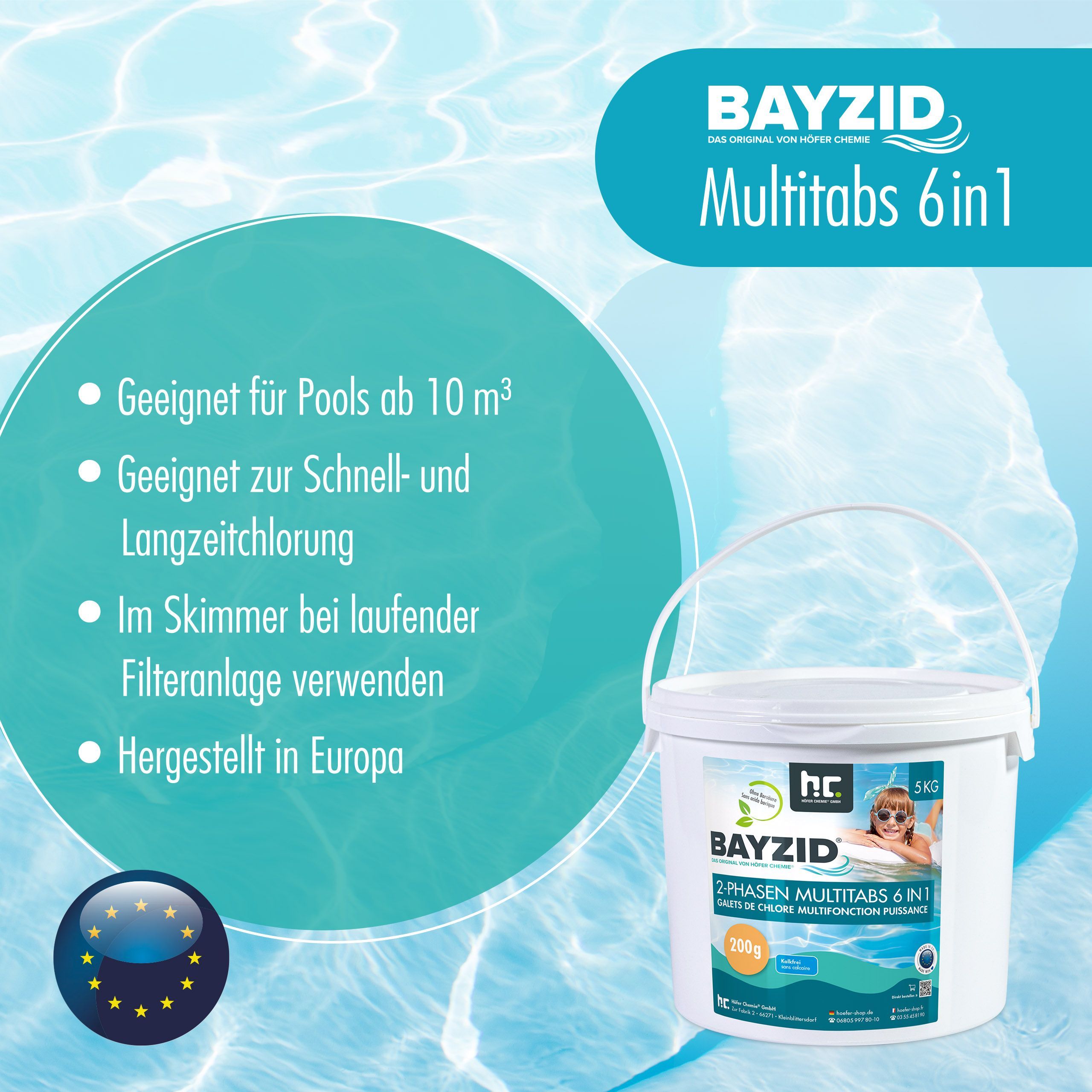 5 kg BAYZID® Galets de chlore biphases (200g) 6en1