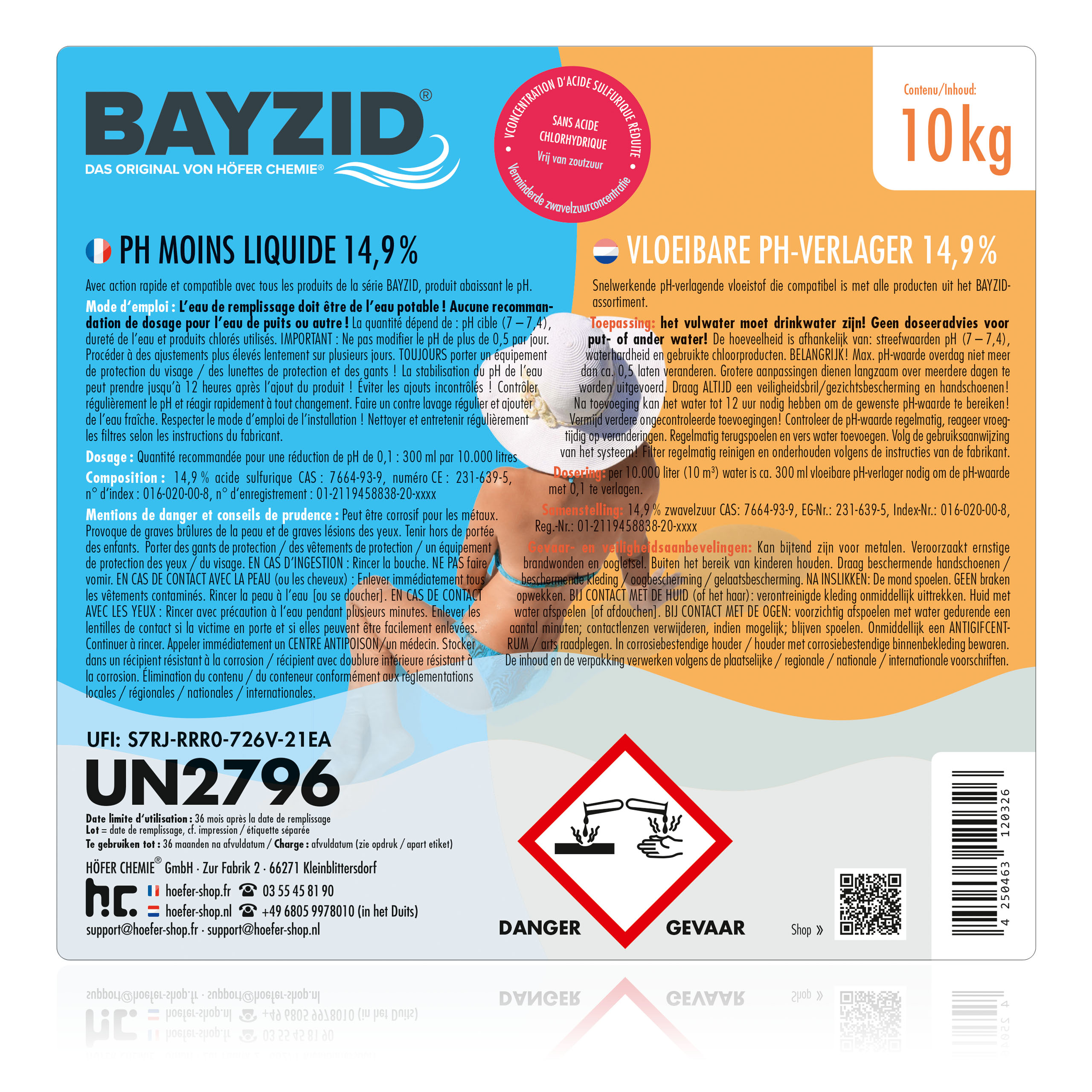 10 kg BAYZID® pH Moins liquide 14,9%