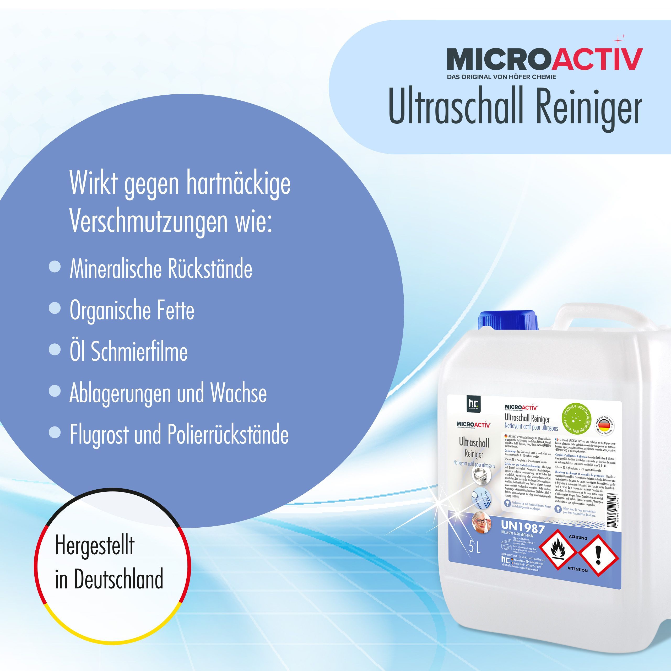 5 L Microactiv® Solution de nettoyage pour bain à ultrasons