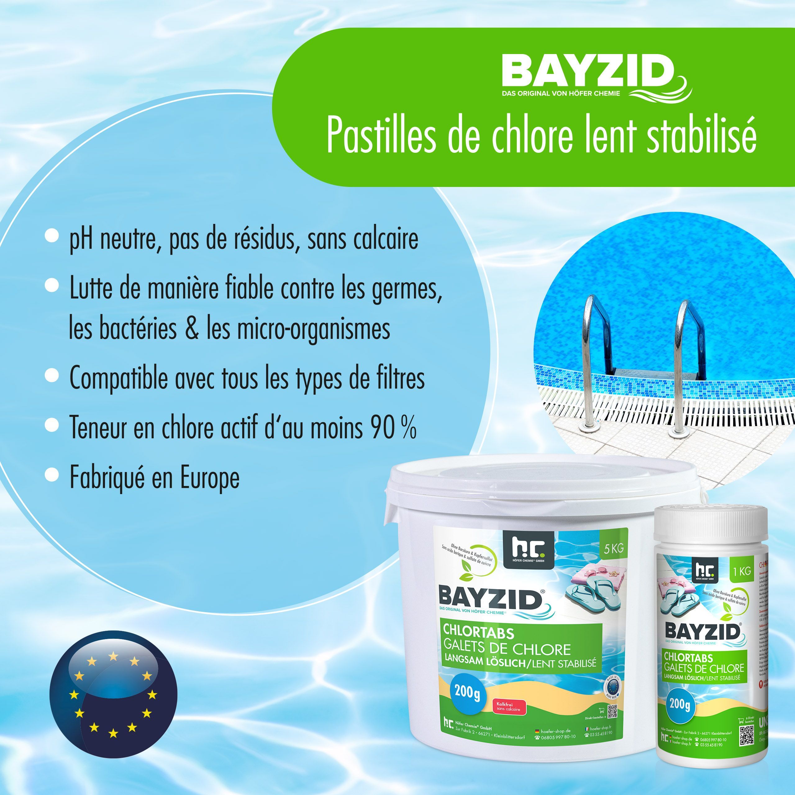 5 kg BAYZID® Galets de chlore (200g) à dissolution lente