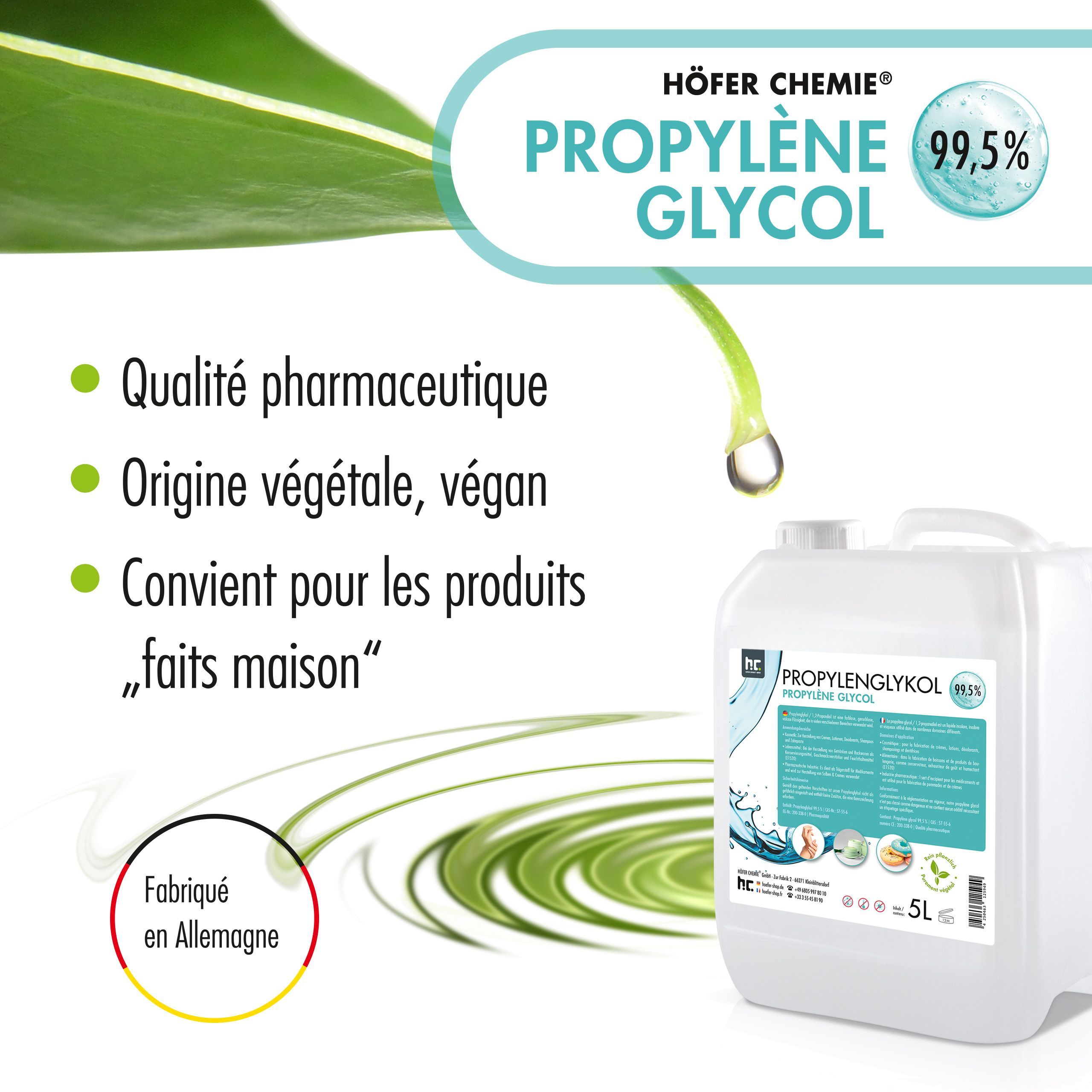 1 L Propylène Glycol 99,5% en qualité pharmaceutique