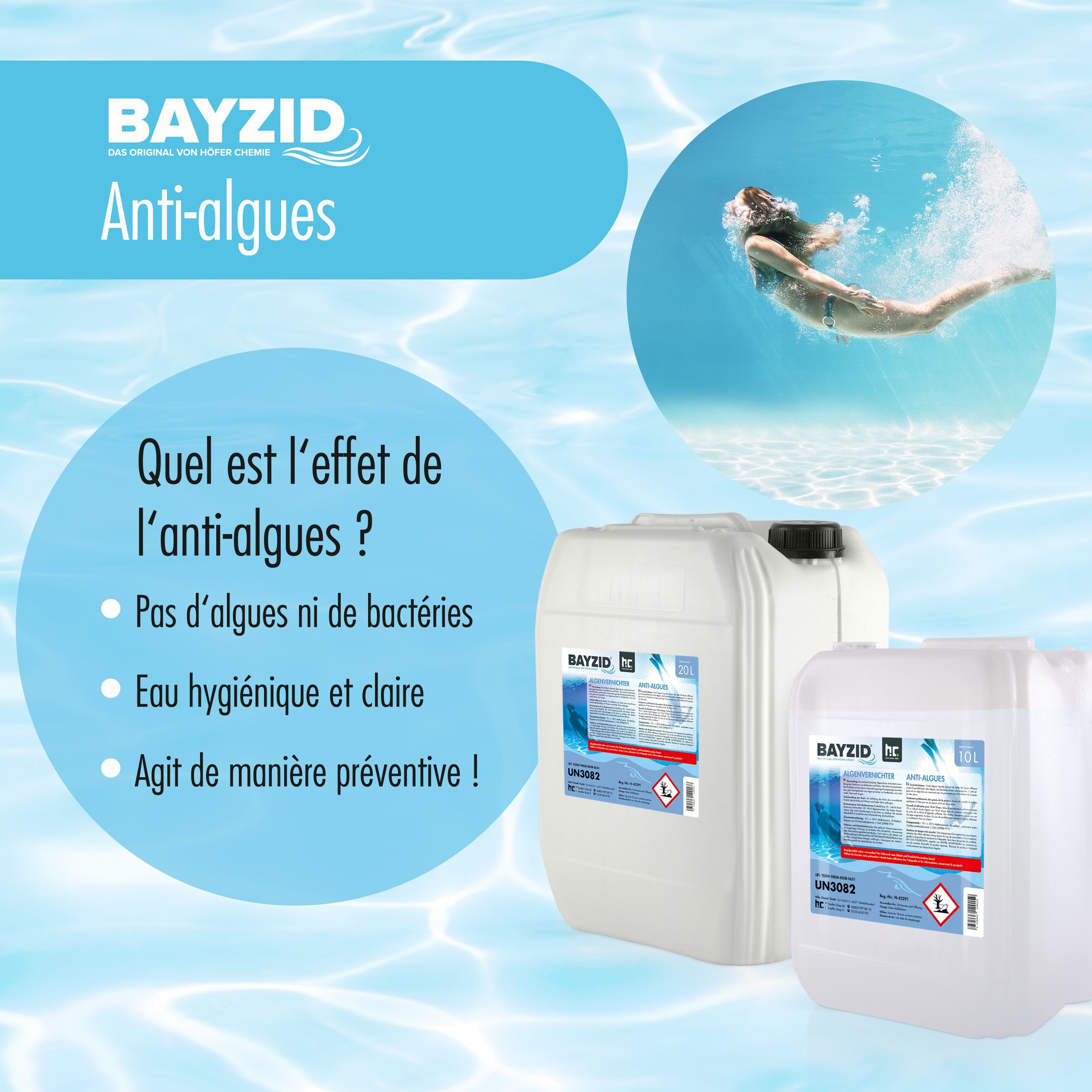 20 L BAYZID® Algicide Prévention des algues