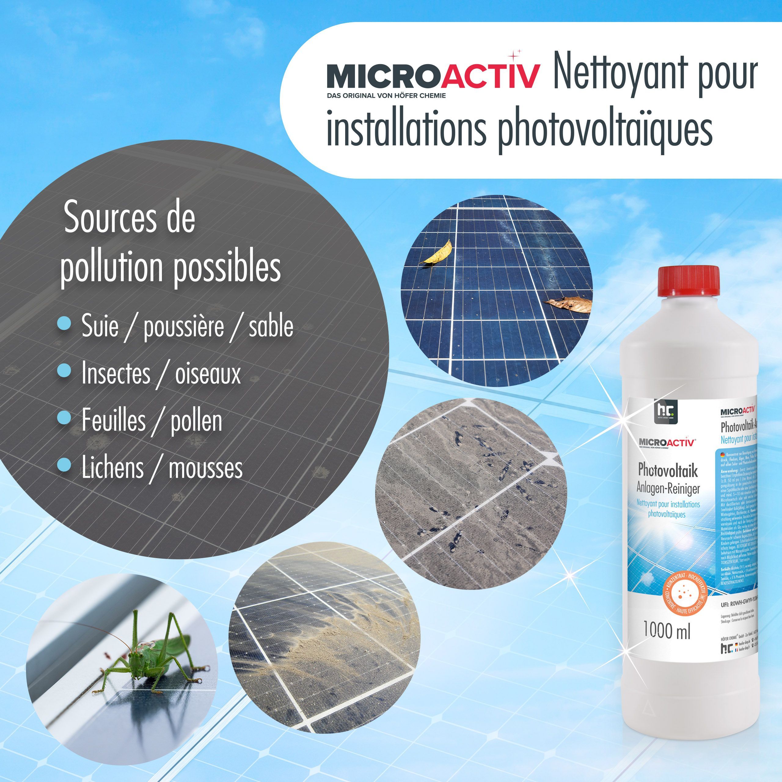 1 L Microactiv® Nettoyant pour Installations Photovoltaïques