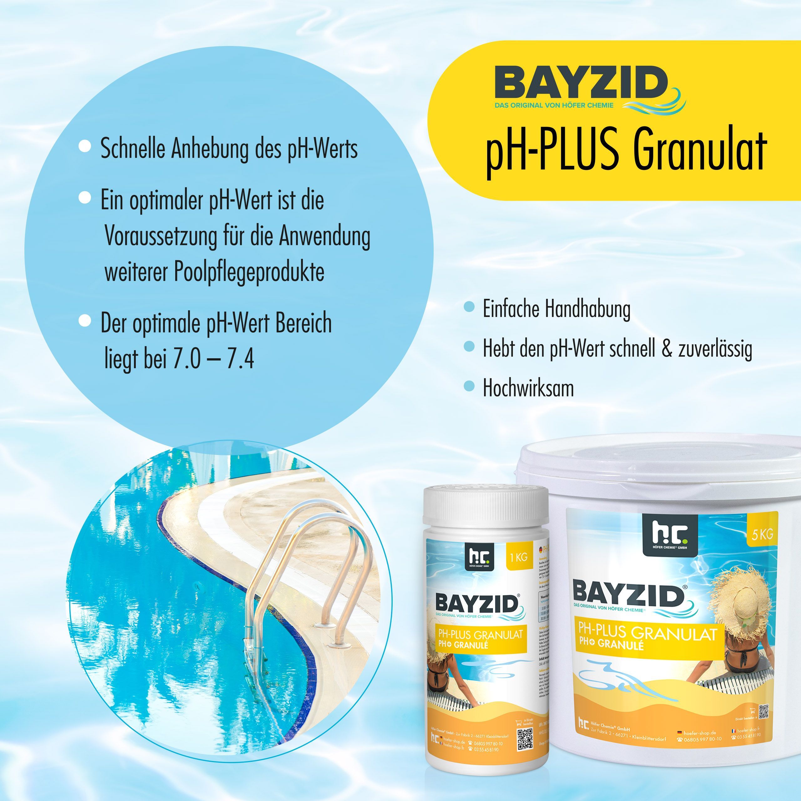 5 kg BAYZID® Granulé pH Plus pour la piscine