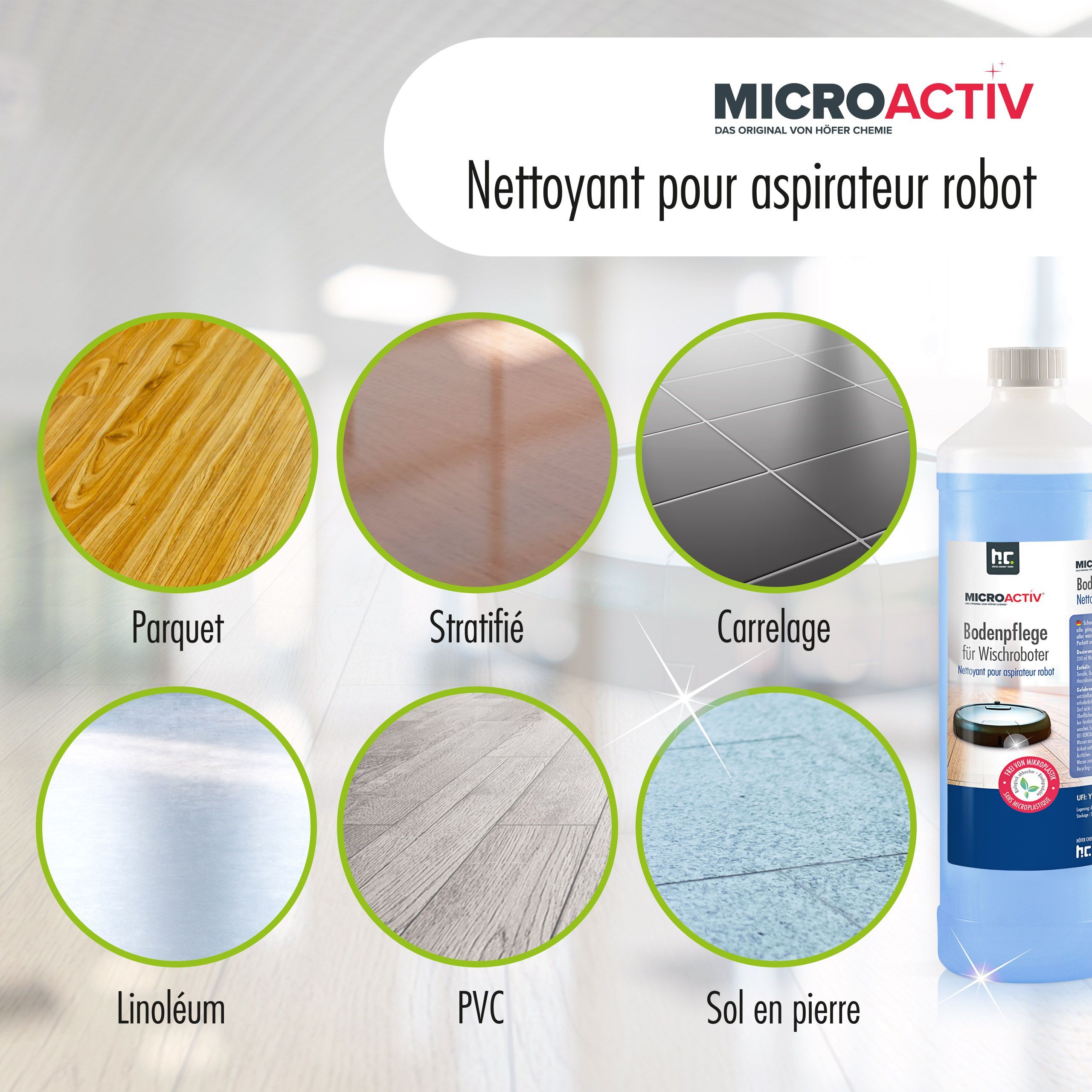 1 L Microactiv® Nettoyant sol pour robots laveurs