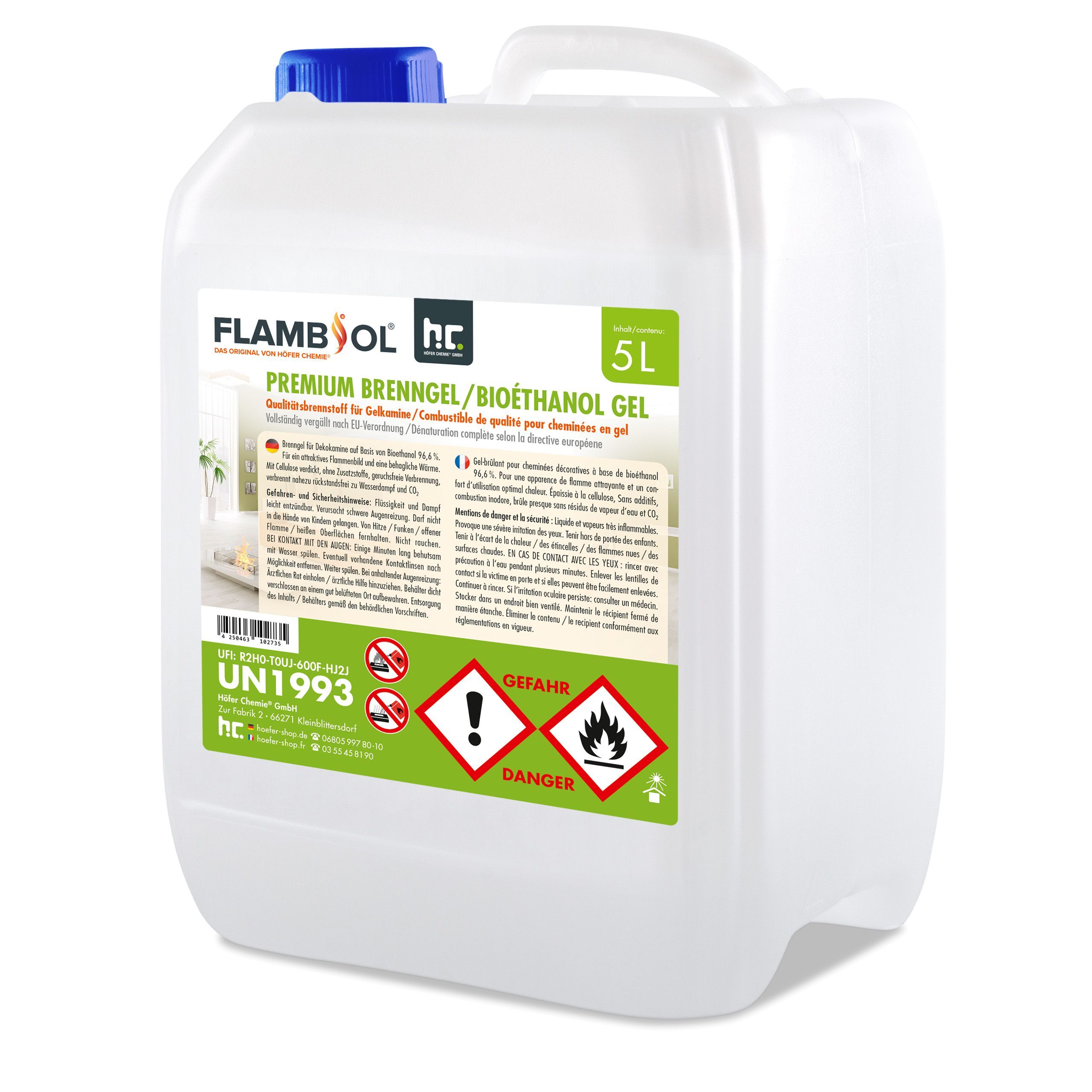 5L FLAMBIOL® Premium Bioéthanol Gel