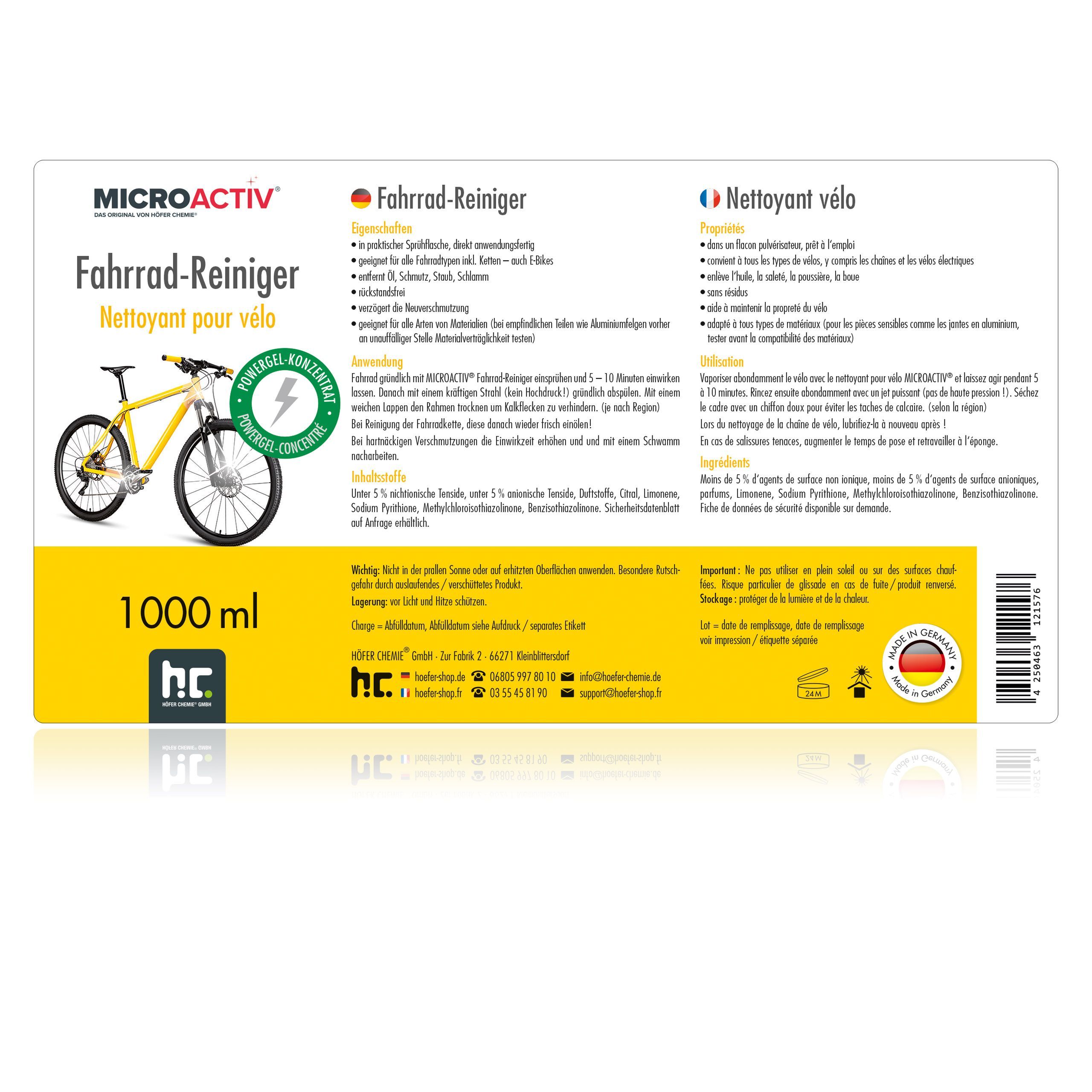 1 L Microactiv® Nettoyant pour vélo & Nettoyant pour chaîne