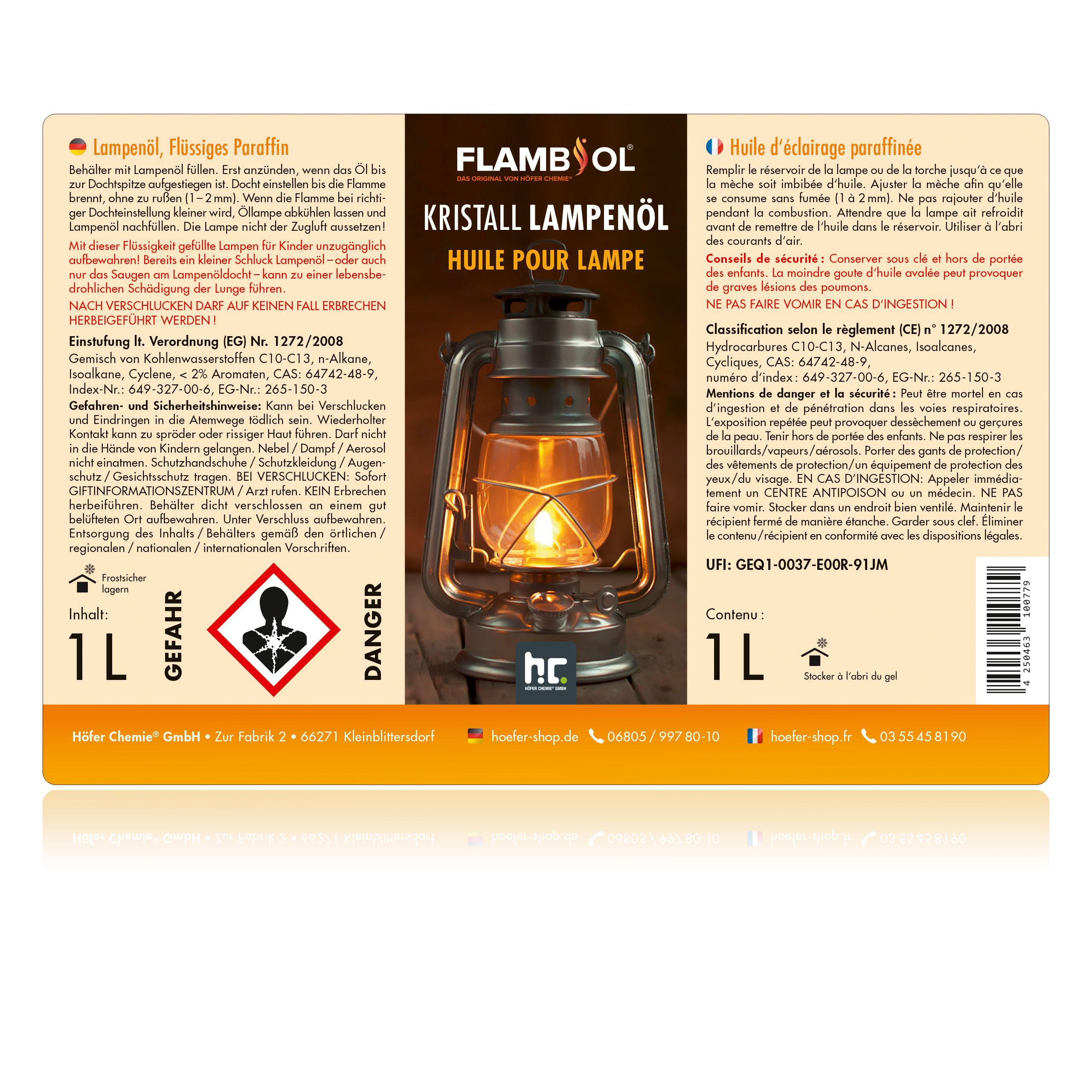 1 L Huile de lampe Ultra-pure FLAMBIOL®