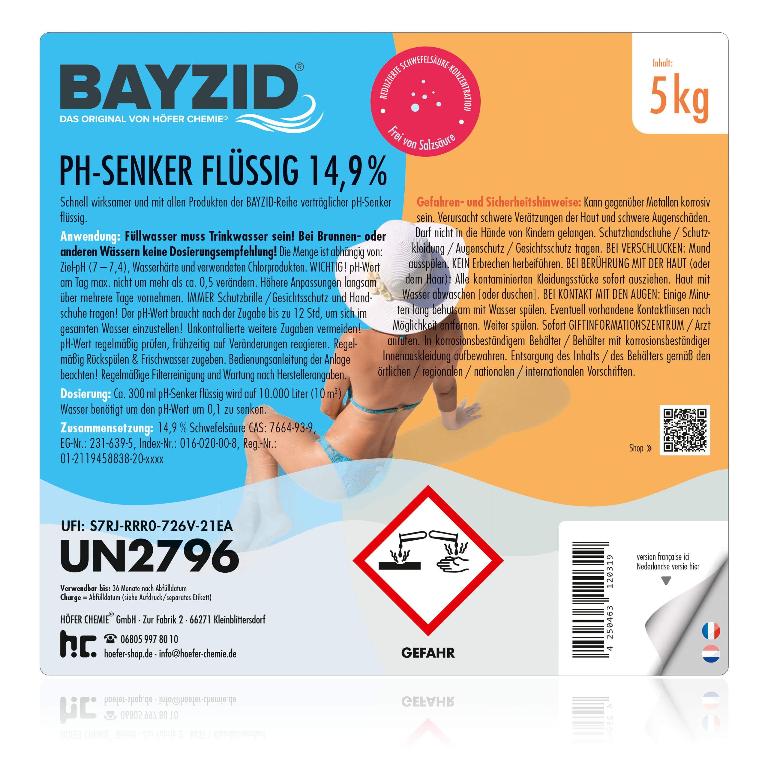 5 kg BAYZID® pH Moins liquide 14,9%