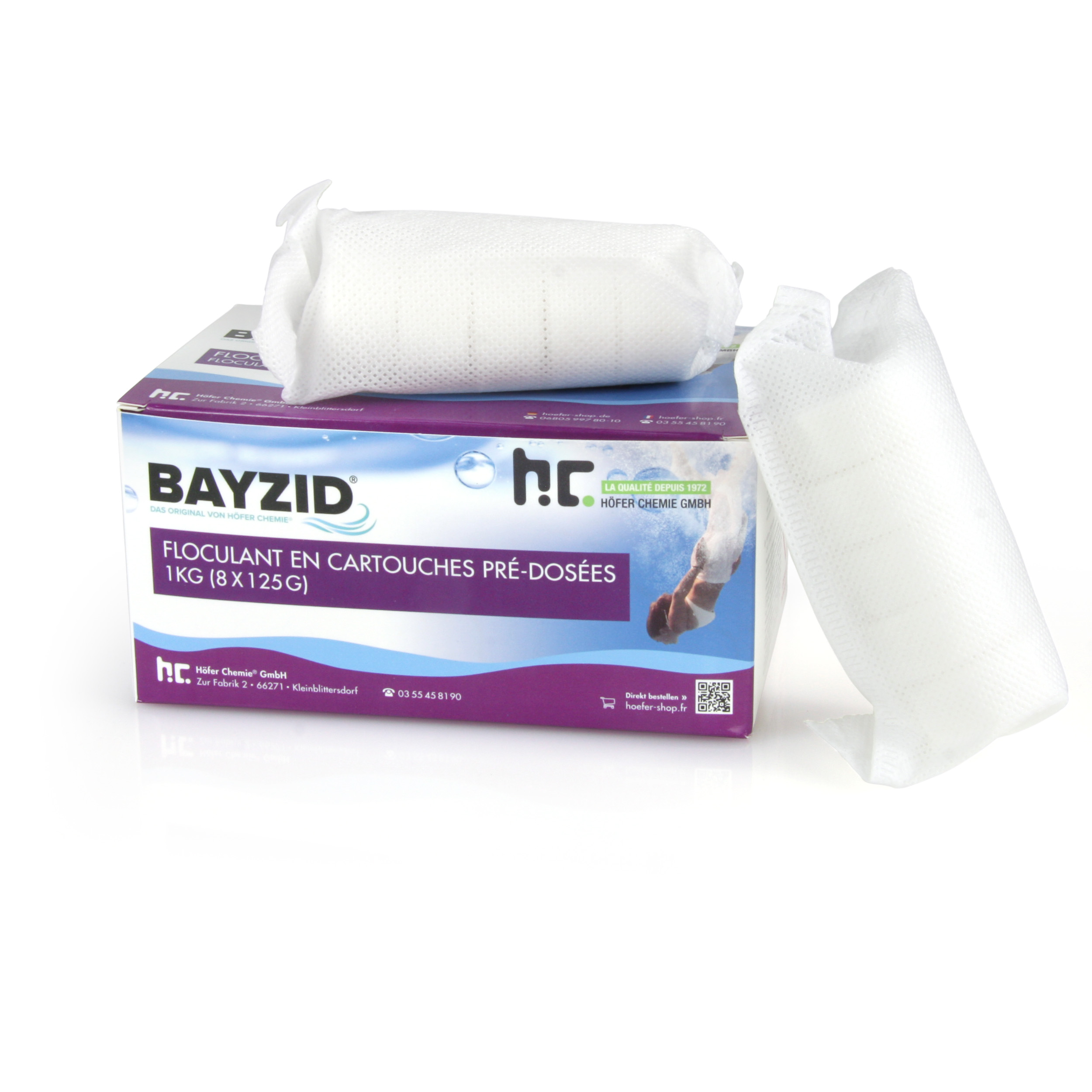1 kg BAYZID® Cartouches de floculant pré-dosées (8x 125g)
