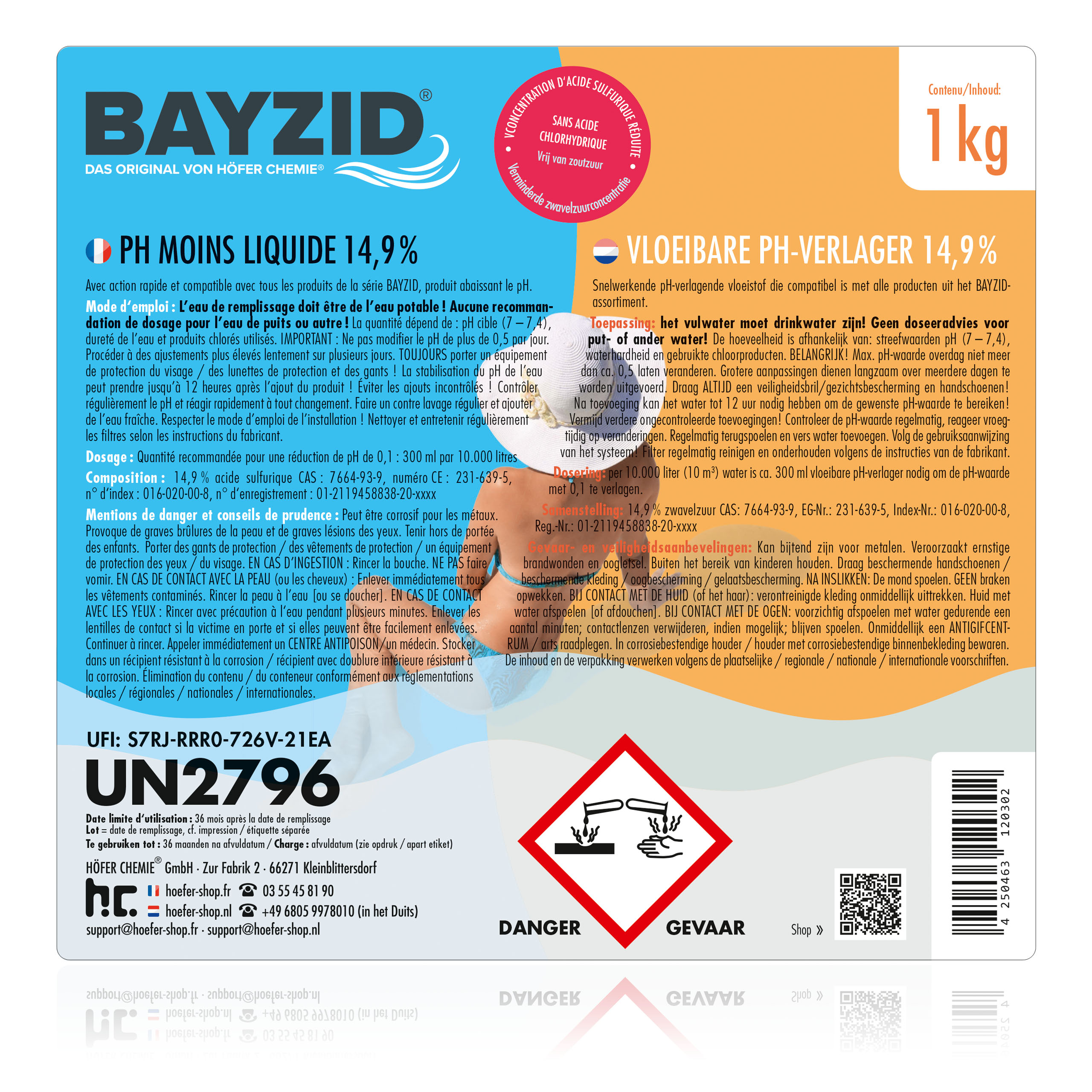 1 kg BAYZID® pH Moins liquide 14,9%