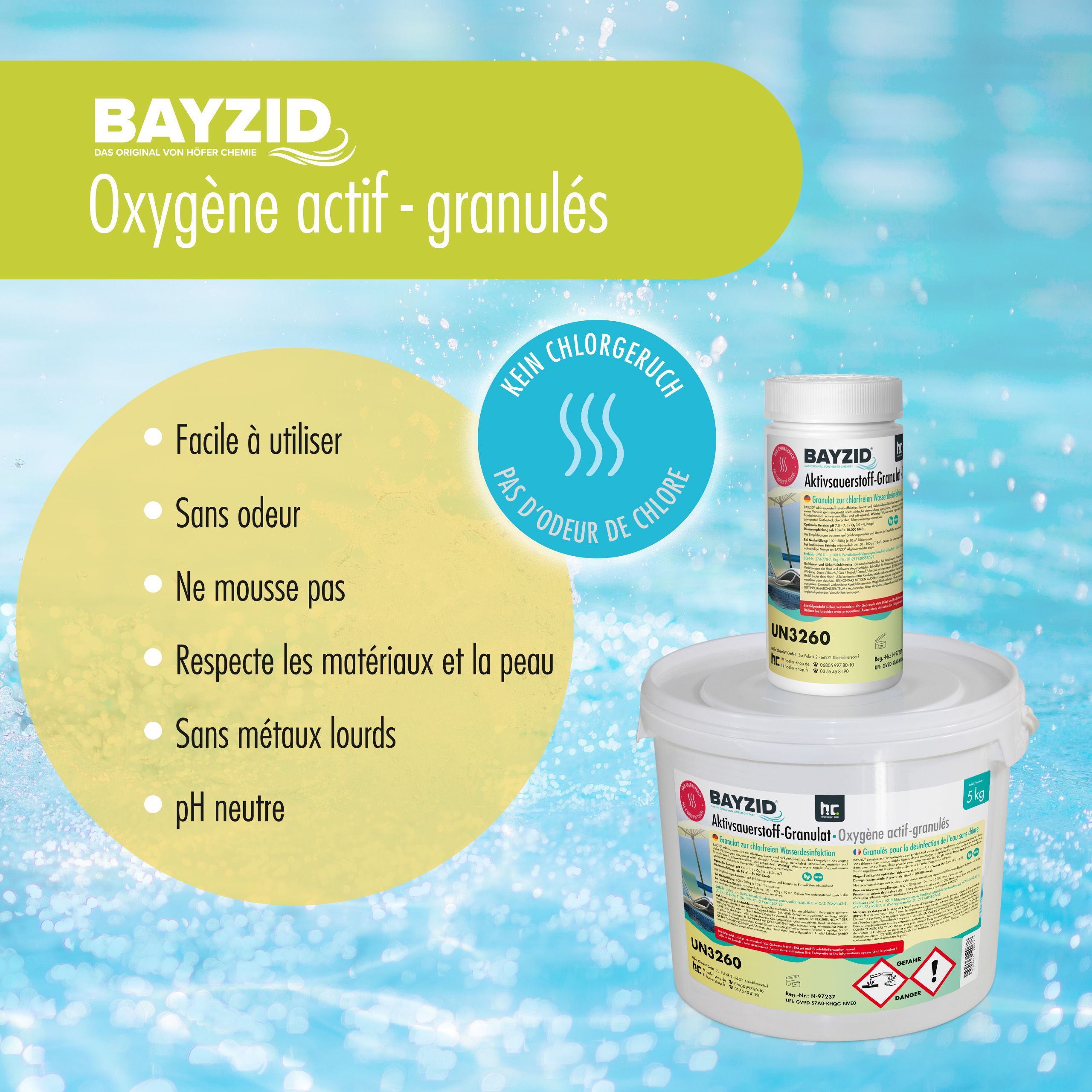 1 kg Granulé d'oxygène actif BAYZID® pour piscine