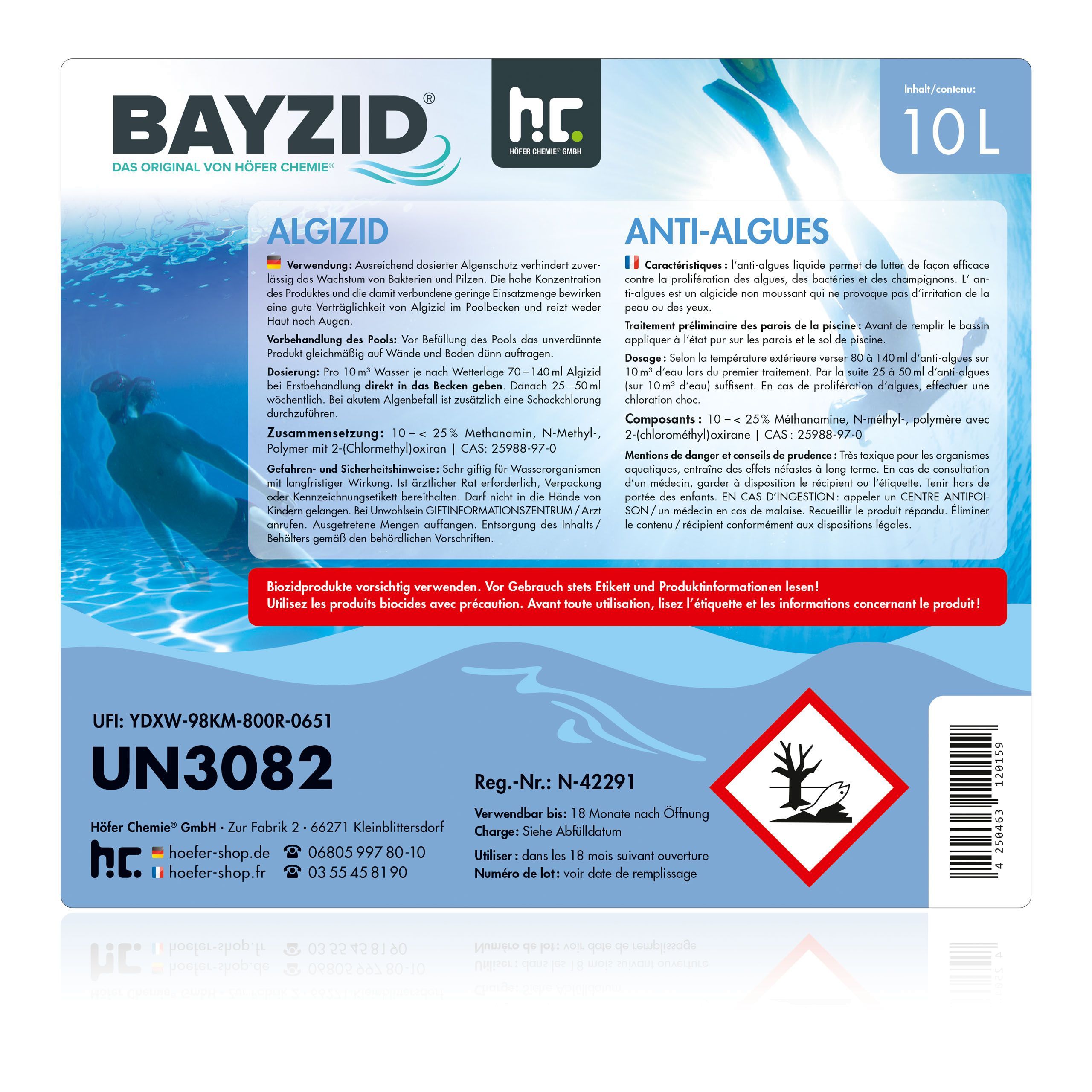 10 L BAYZID® Algicide Prévention des algues