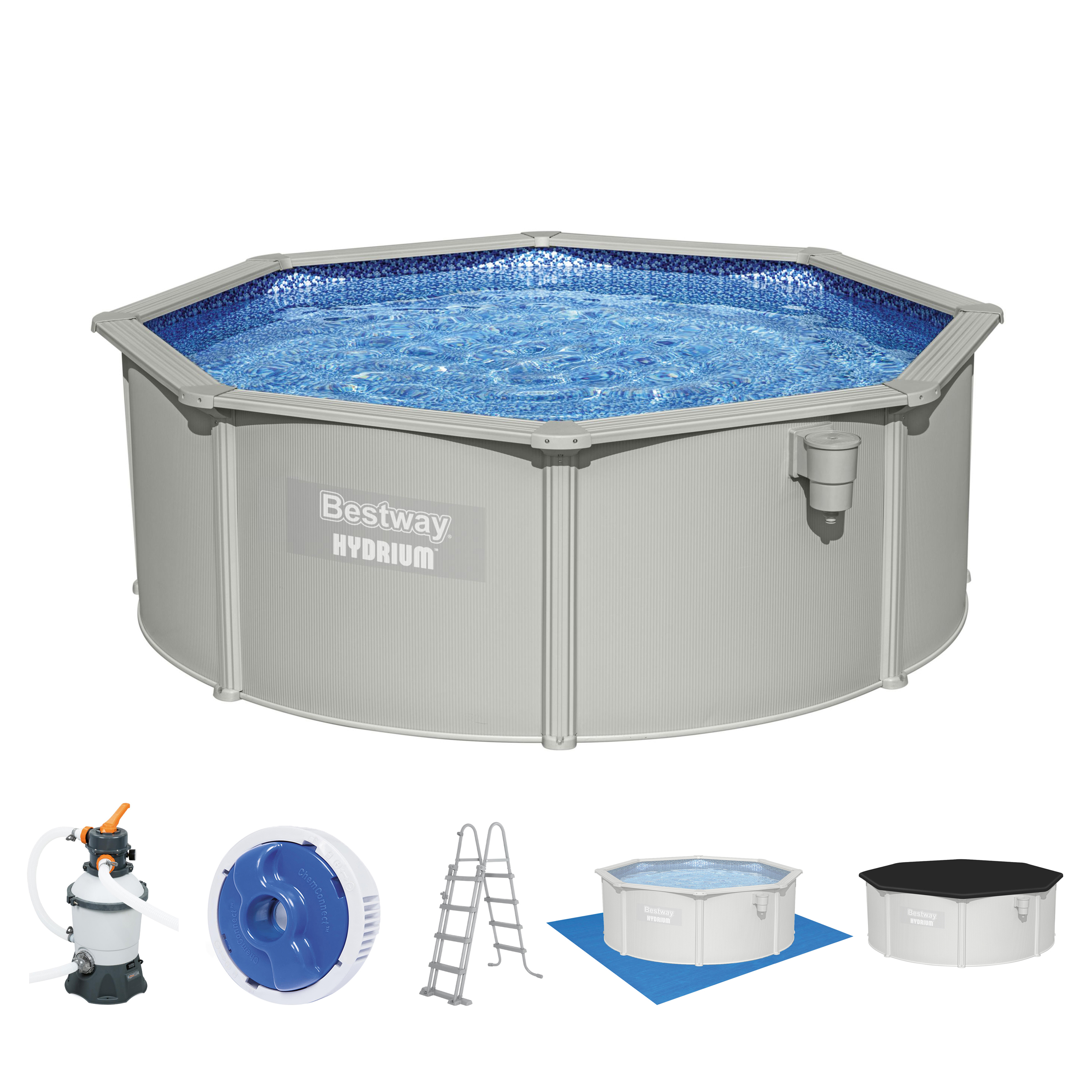 Kit complet piscine hors-sol en acier Hydrium™ 3,60 x 1,20 m