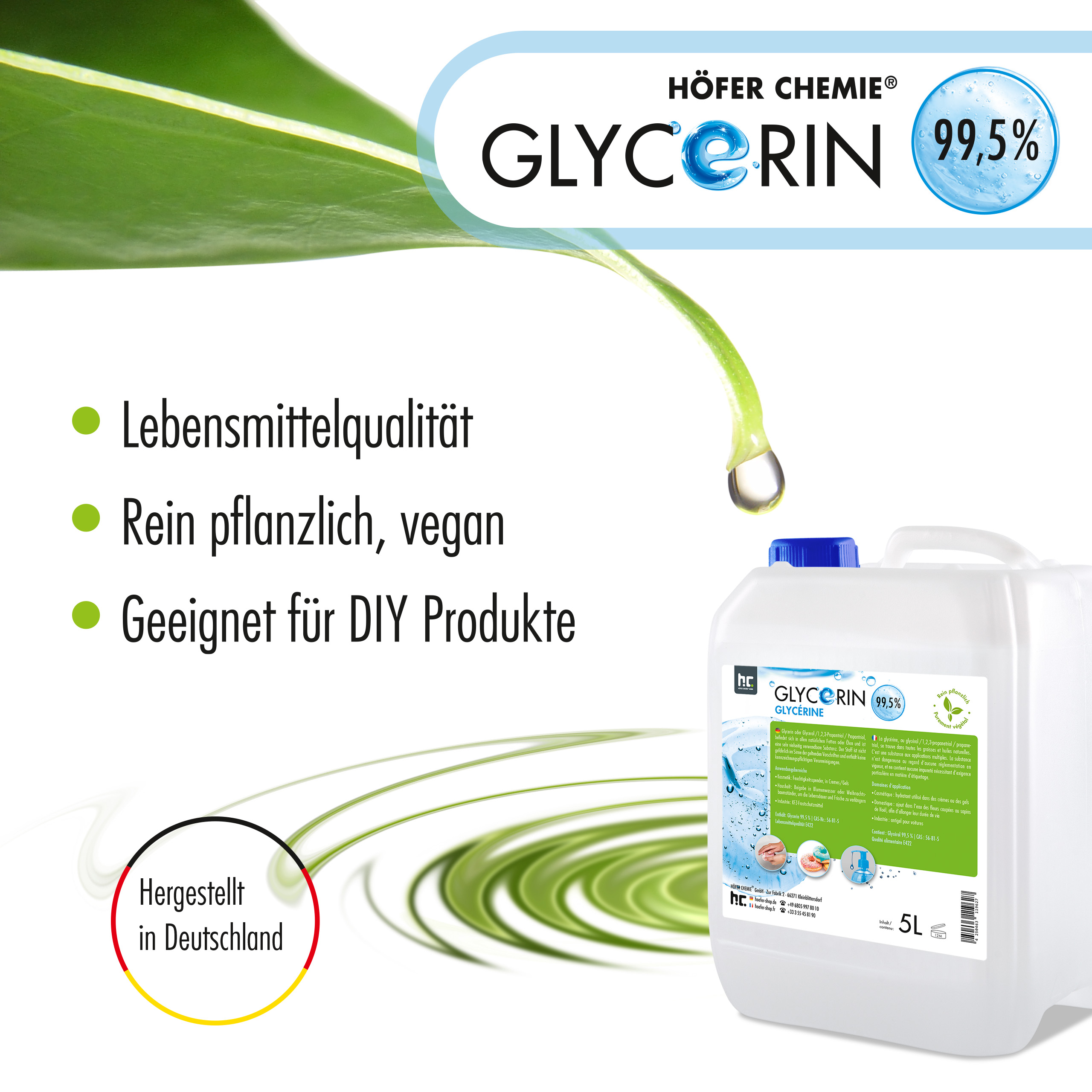 Set 5L Propylène Glycol 99,5% + 5L Glycérine 99,5%